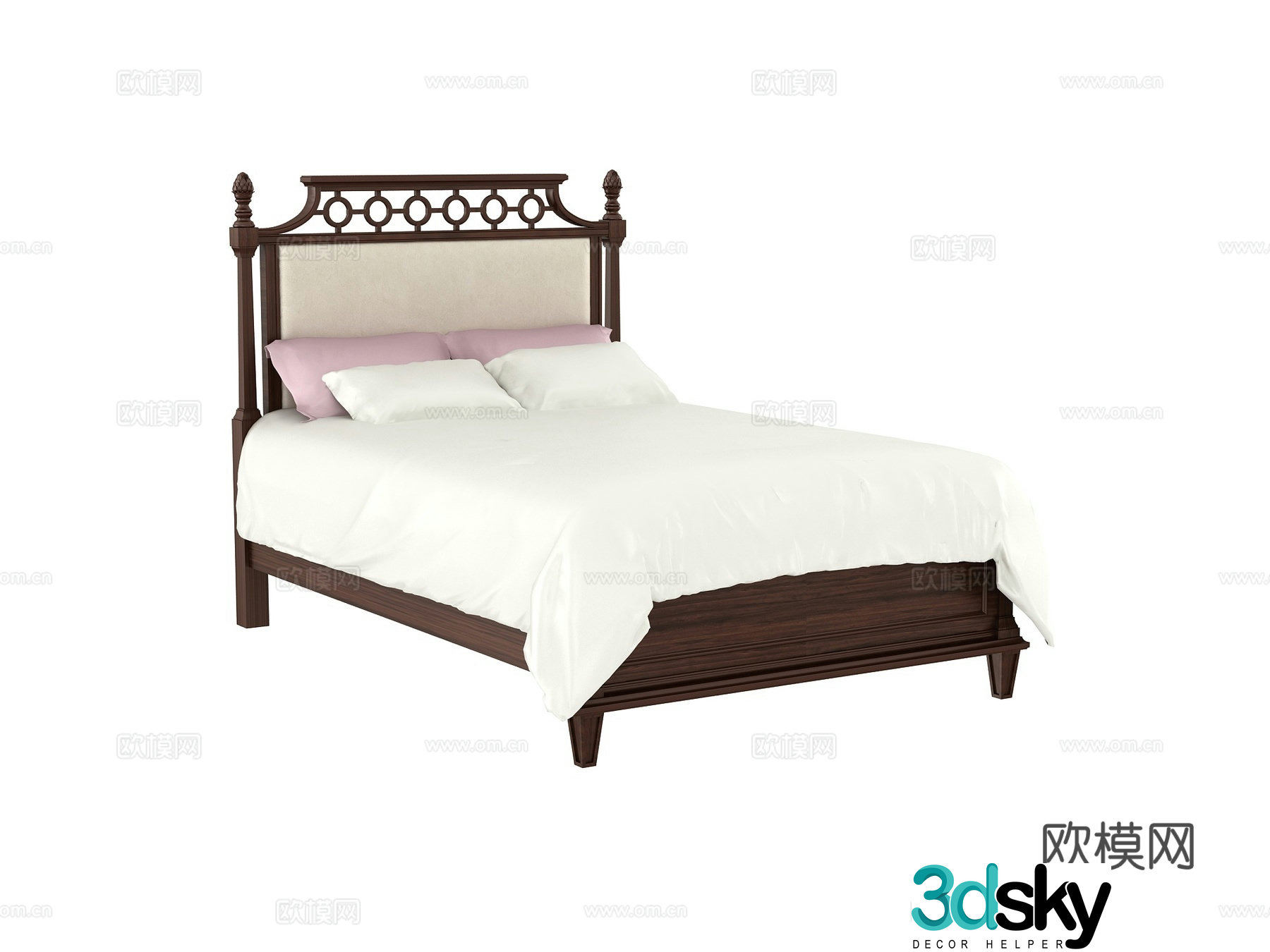 American double bed 3d model