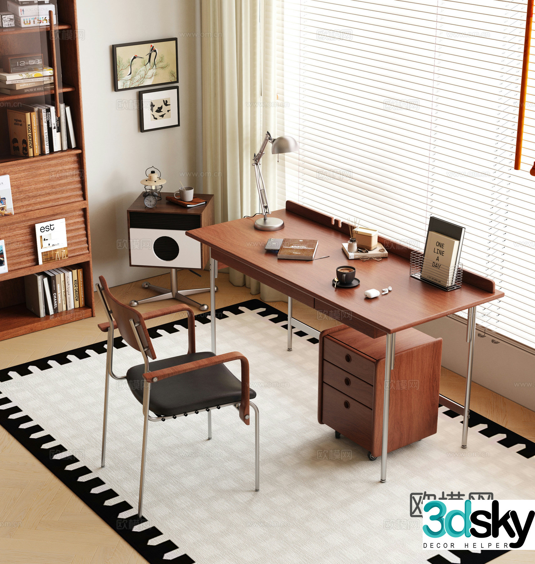 Medieval style desk and chair 3d model