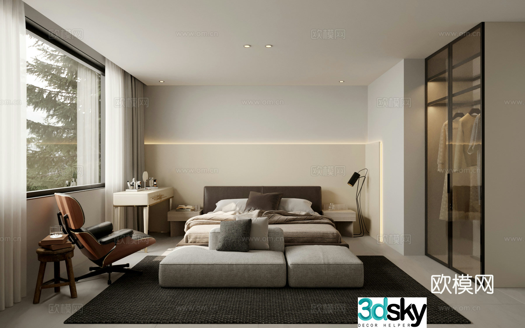 Modern bedroom master bedroom 3d model