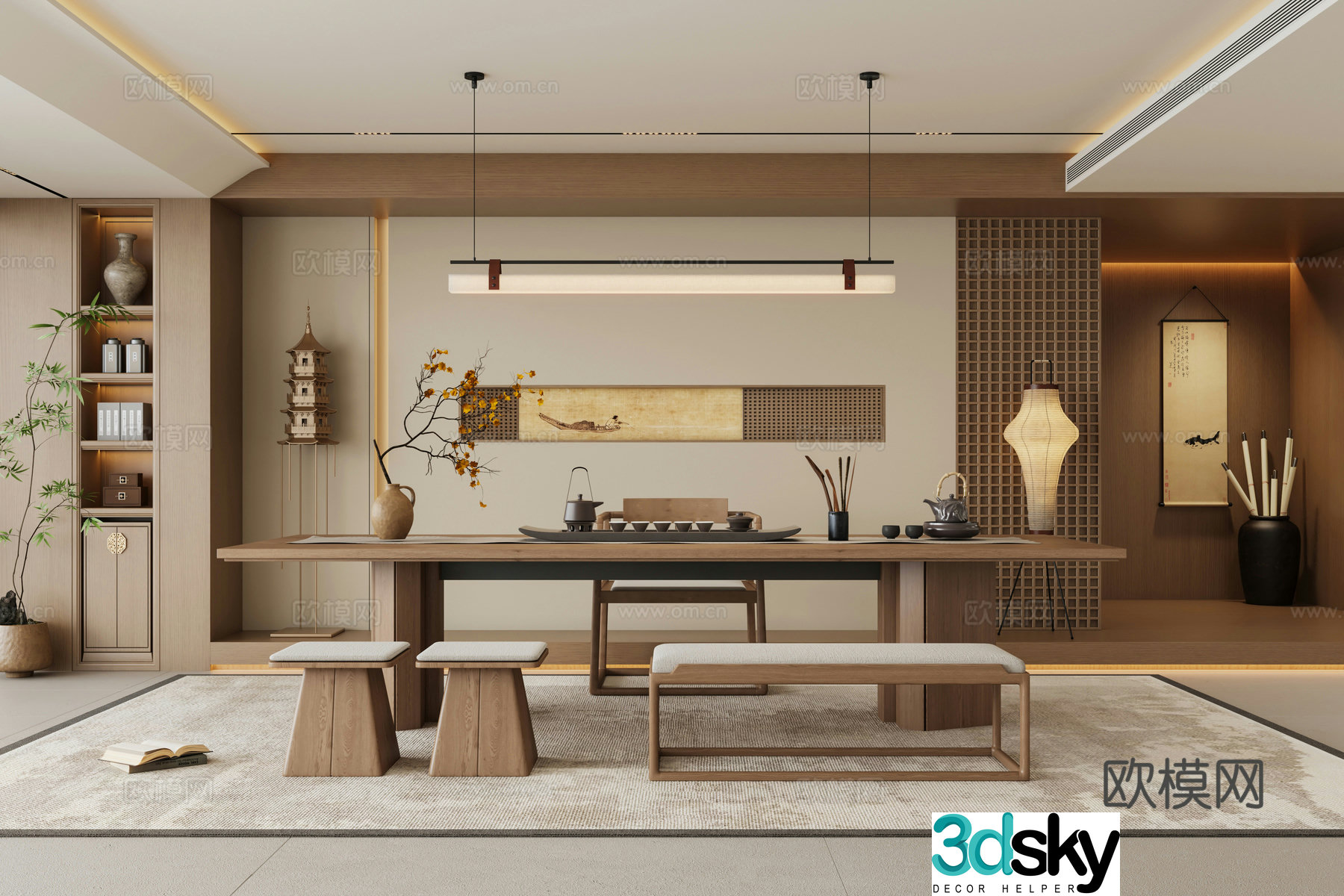New Chinese tea room 3d model