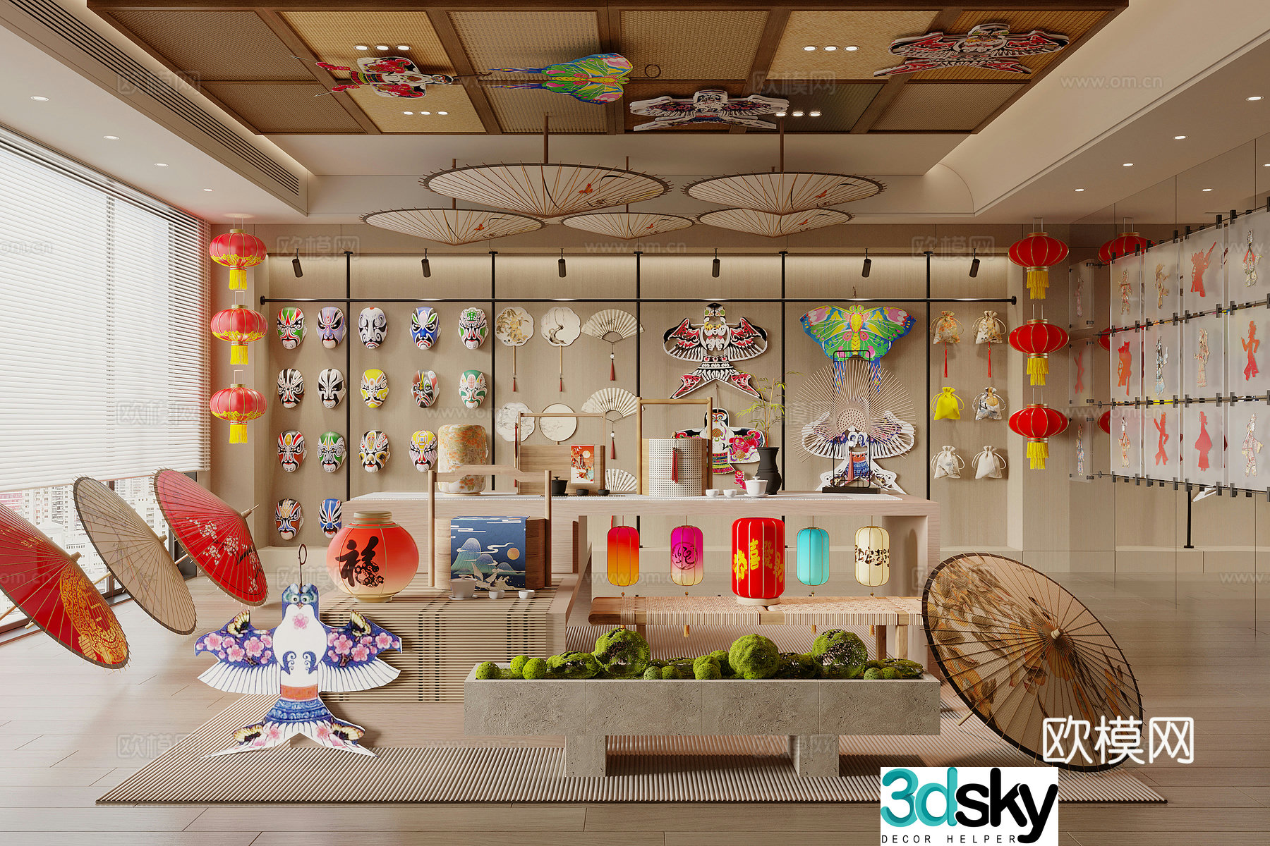 New Chinese-style intangible cultural heritage jewelry exhibition hall 3D model