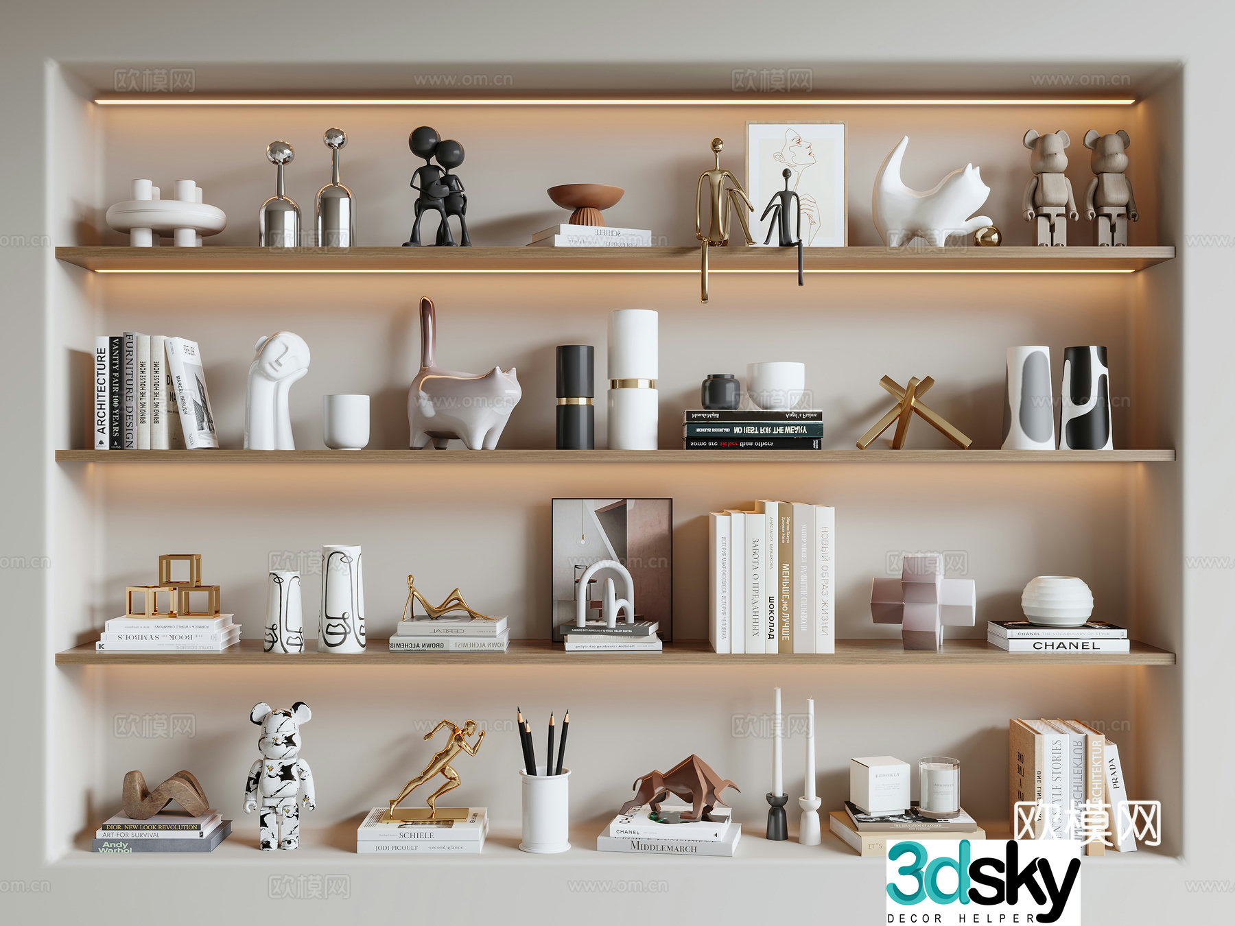 Modern jewelry ornaments books crafts 3d model