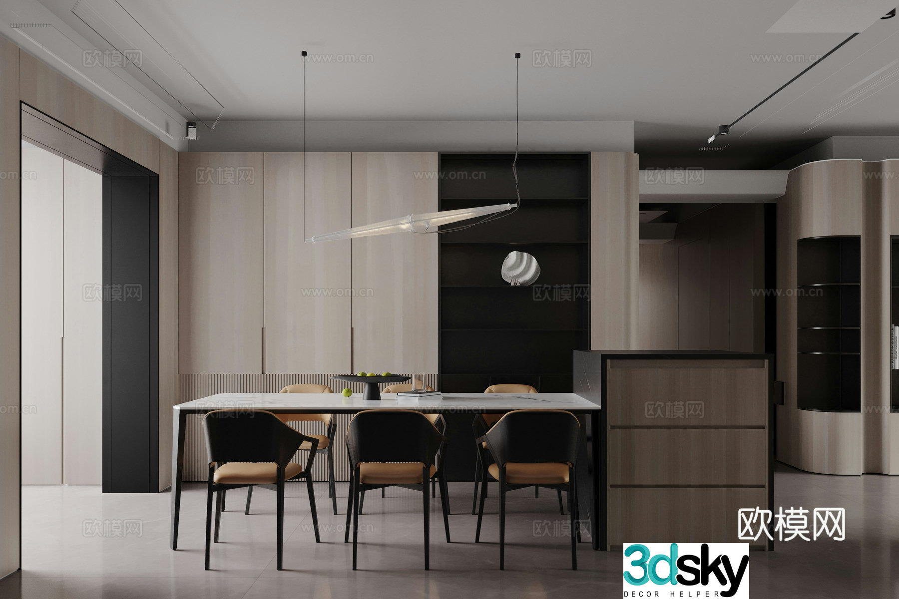 Modern island restaurant 3d model