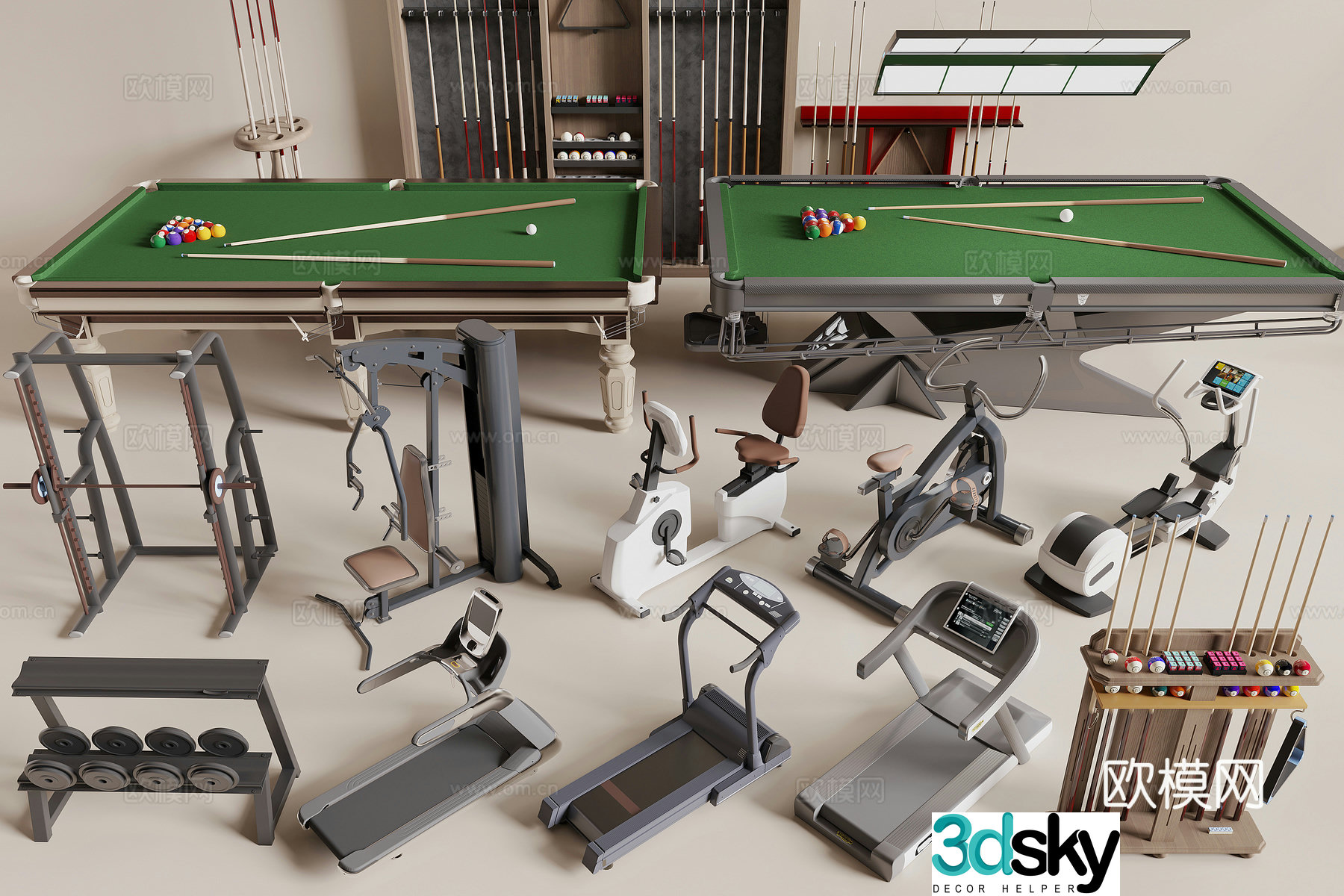 Modern fitness equipment 3d model