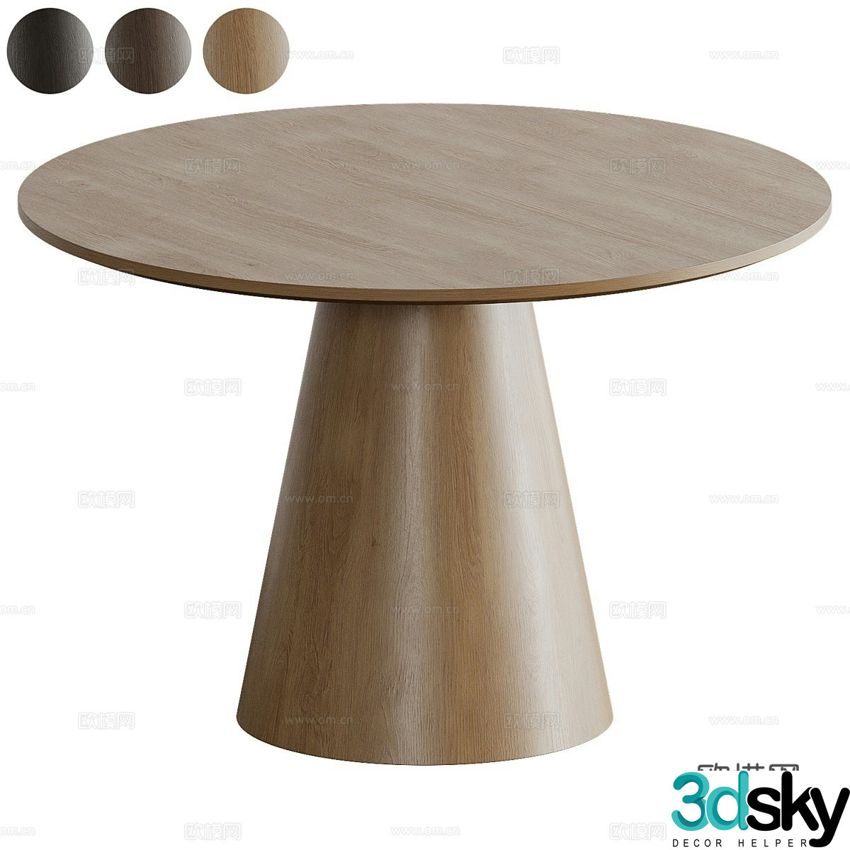 Modern round dining table 3d model