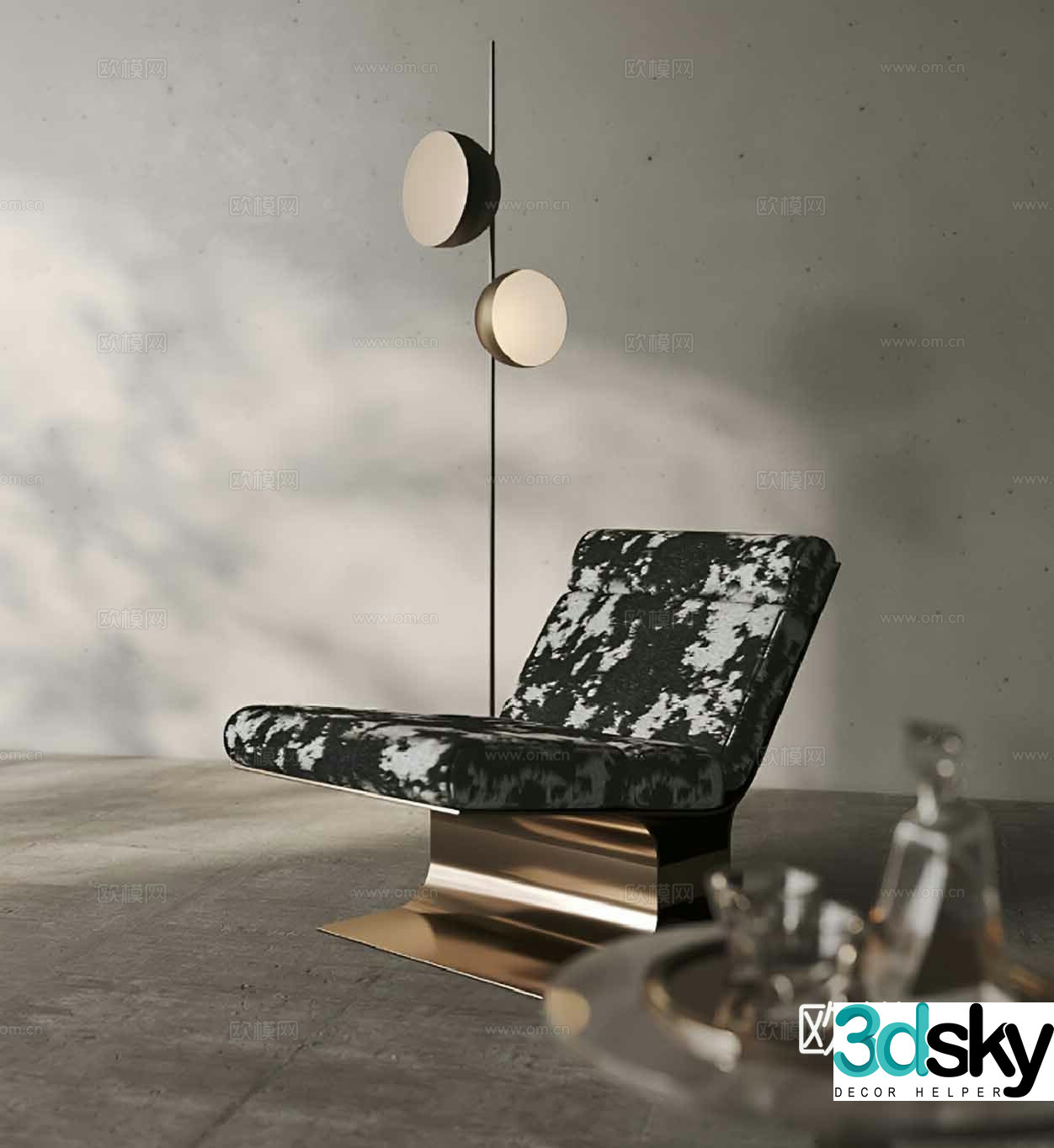 Light luxury leisure chair armless chair 3d model