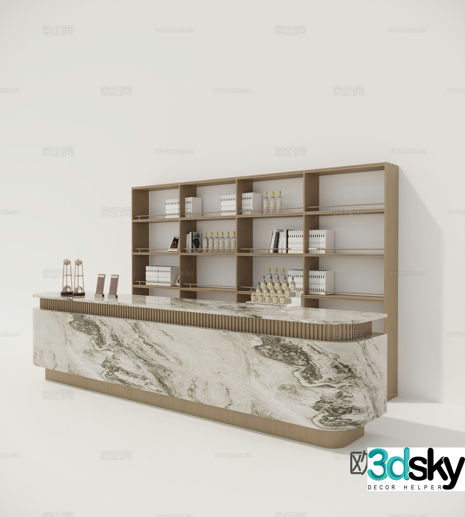 New Chinese style bar reception desk water bar bar cabinet 3d model