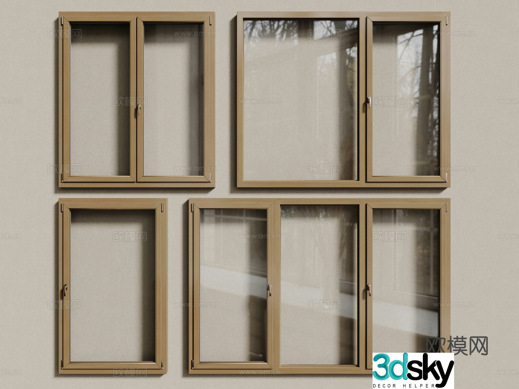Modern windows casement windows floor-to-ceiling windows sliding windows 3d model
