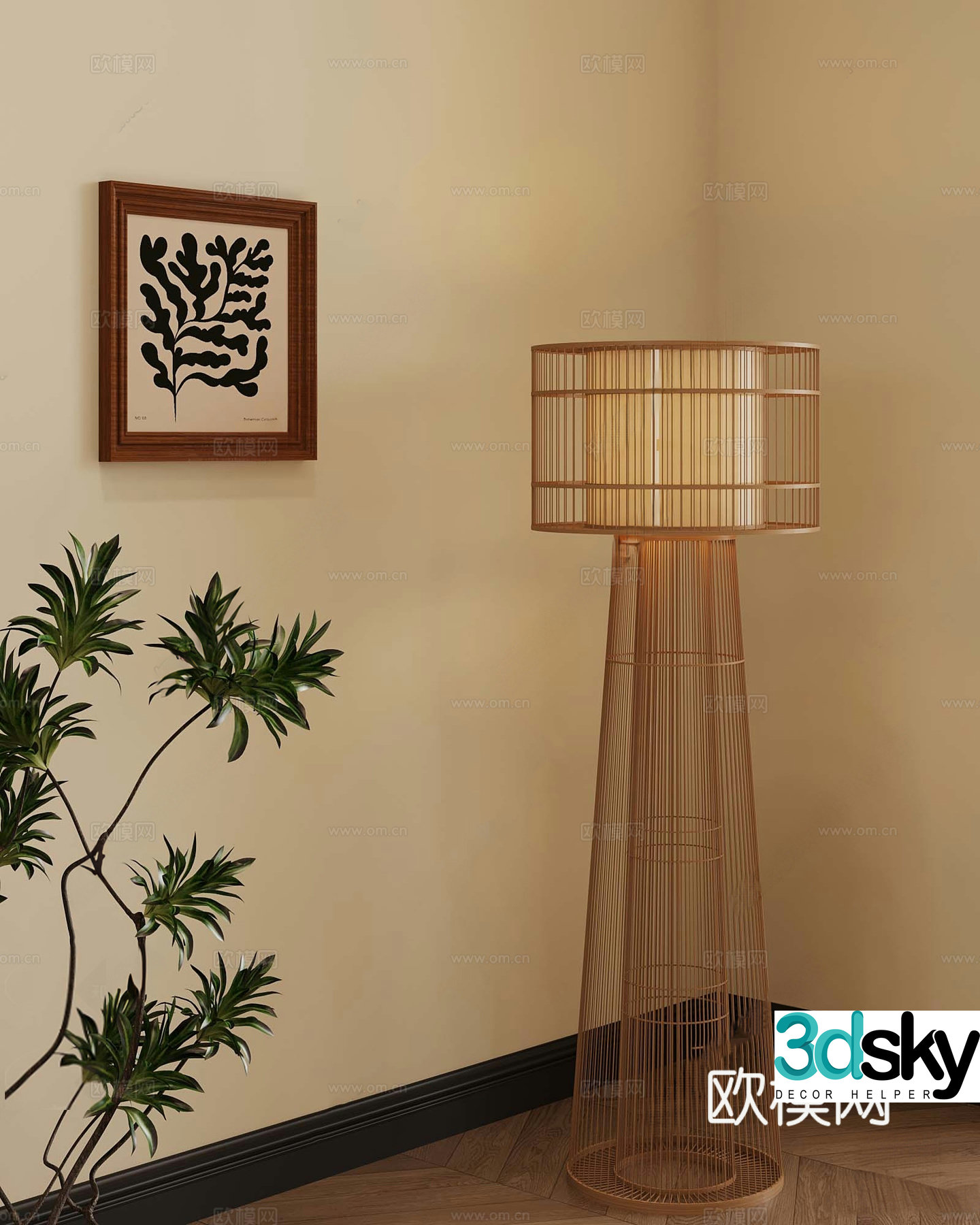 Medieval style floor lamp 3d model