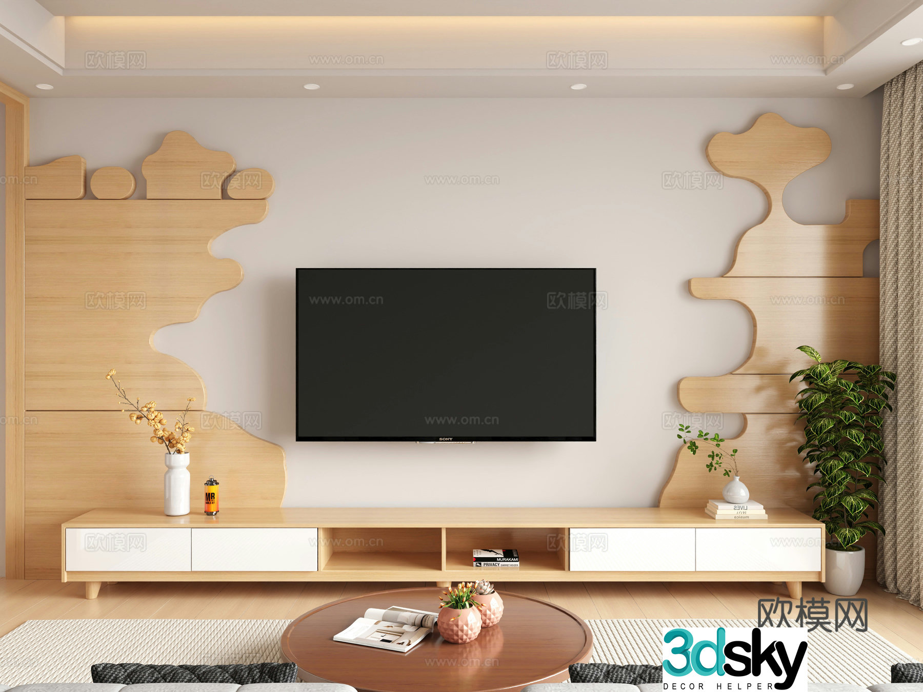 Modern TV background wall 3d model