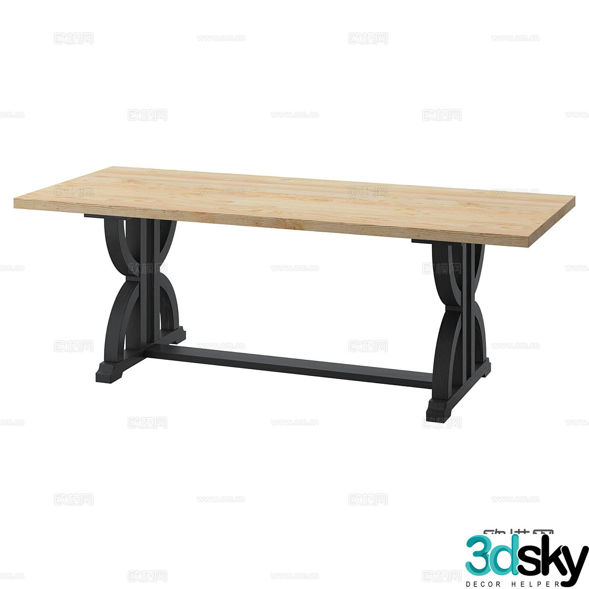 Nordic simple dining table table 3d model