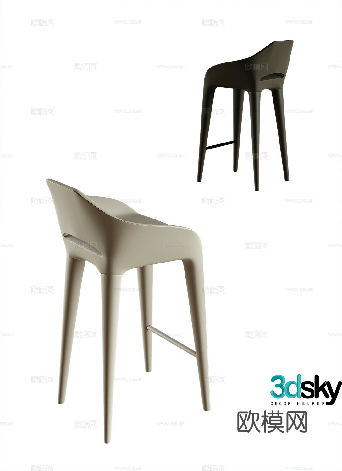 Modern bar stool bar stool high stool 3d model