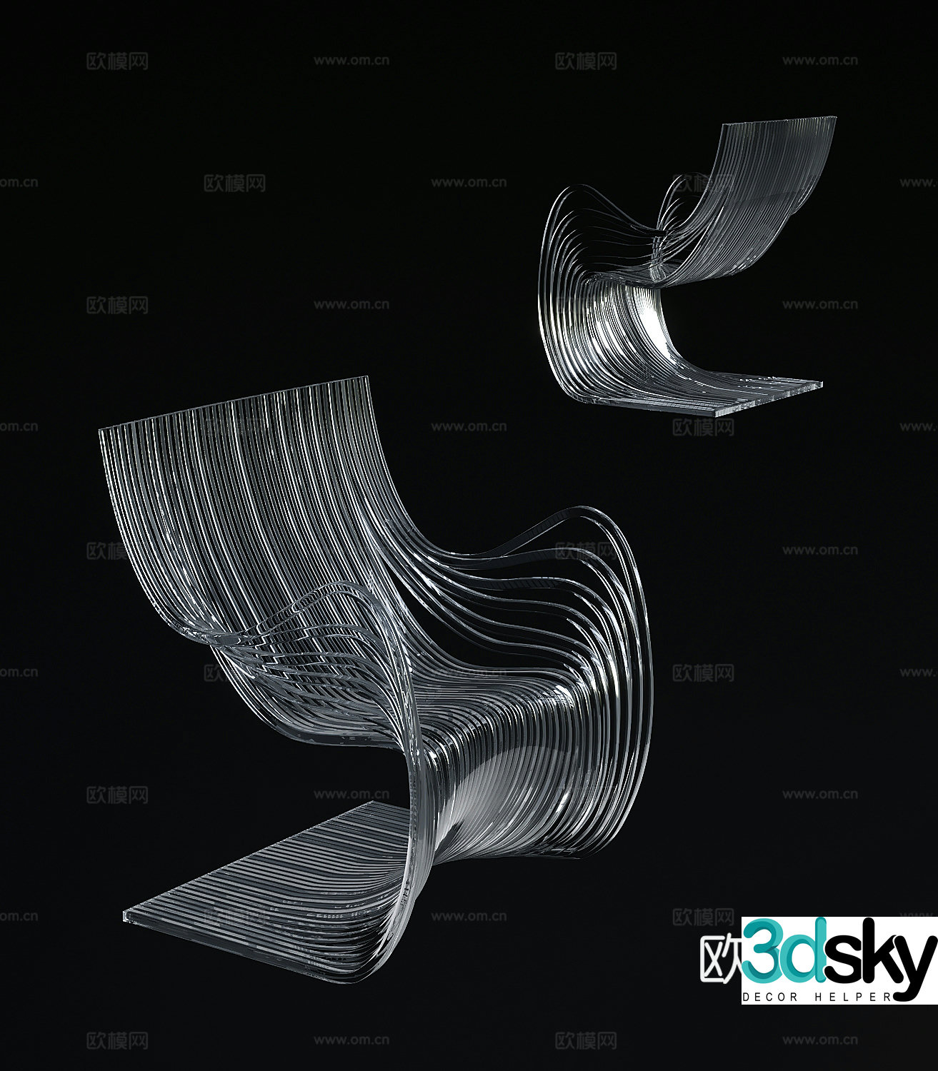 Modern acrylic chair leisure chair 3d model