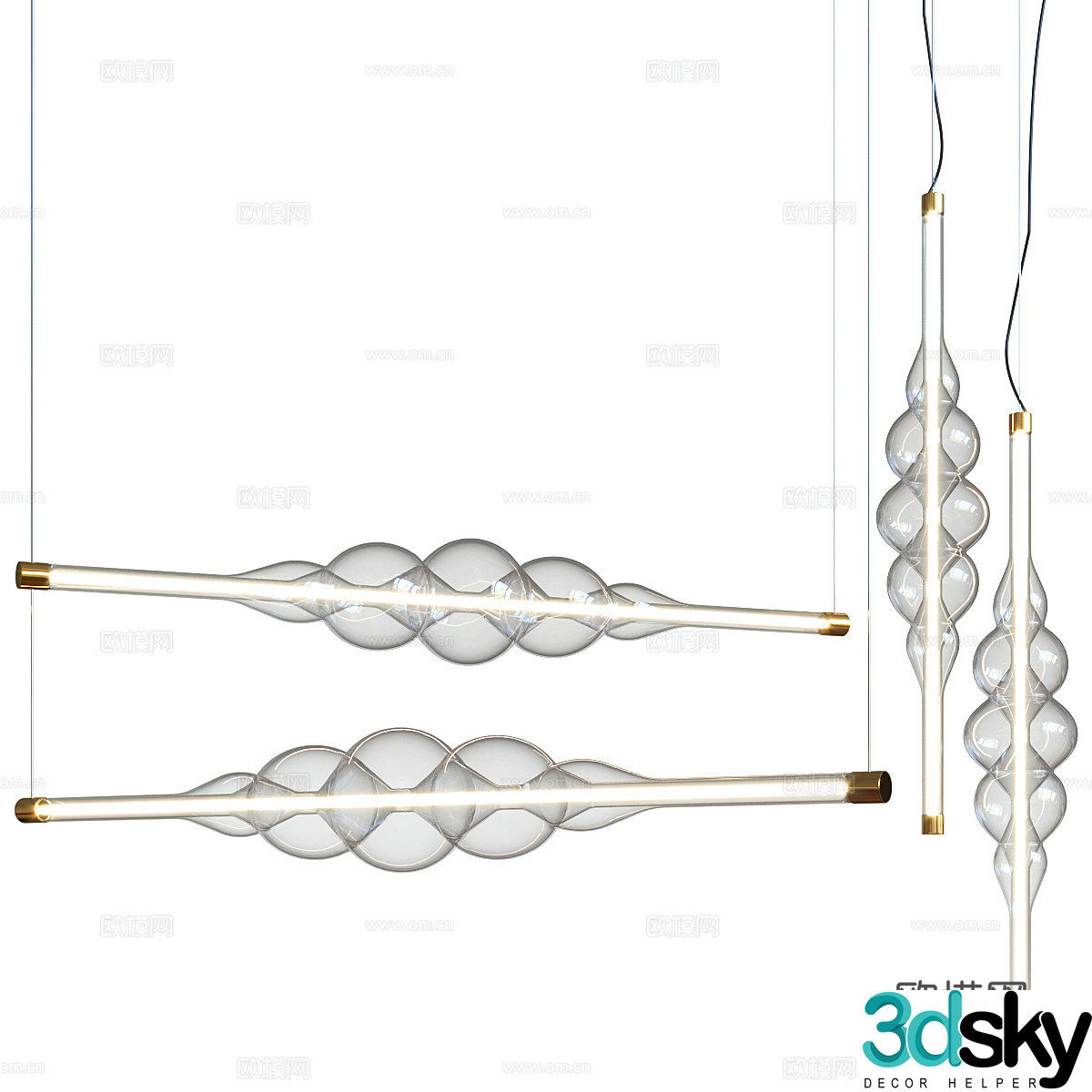 Modern glass chandelier 3d model