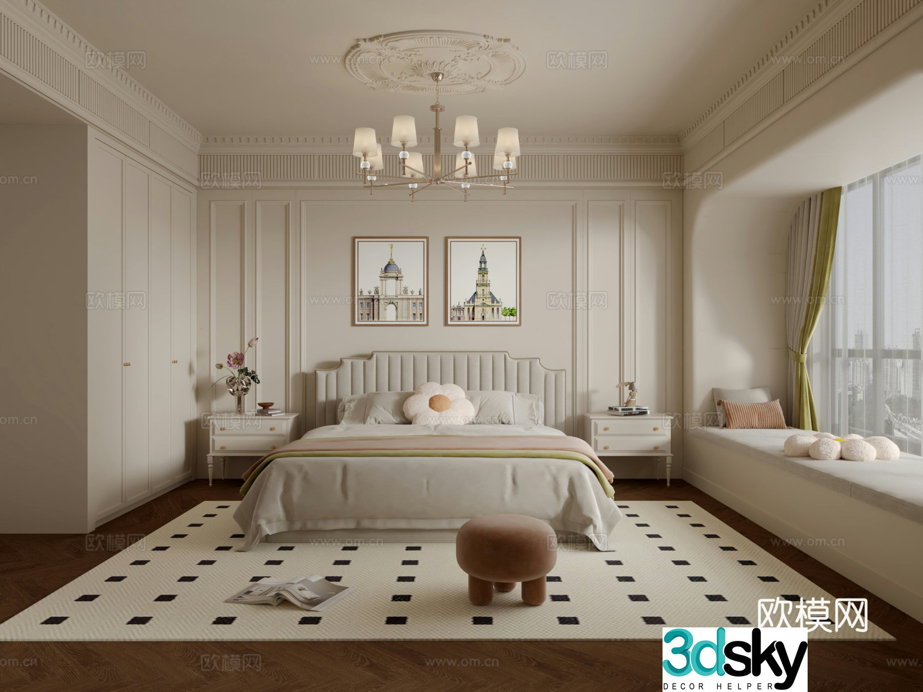 French bedroom master bedroom 3d model