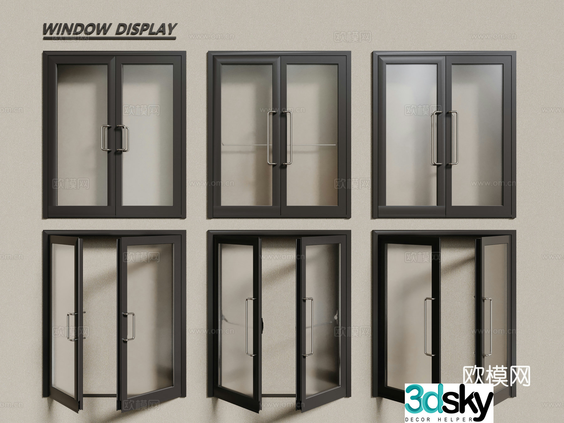 Modern double door KFC door shop door 3d model