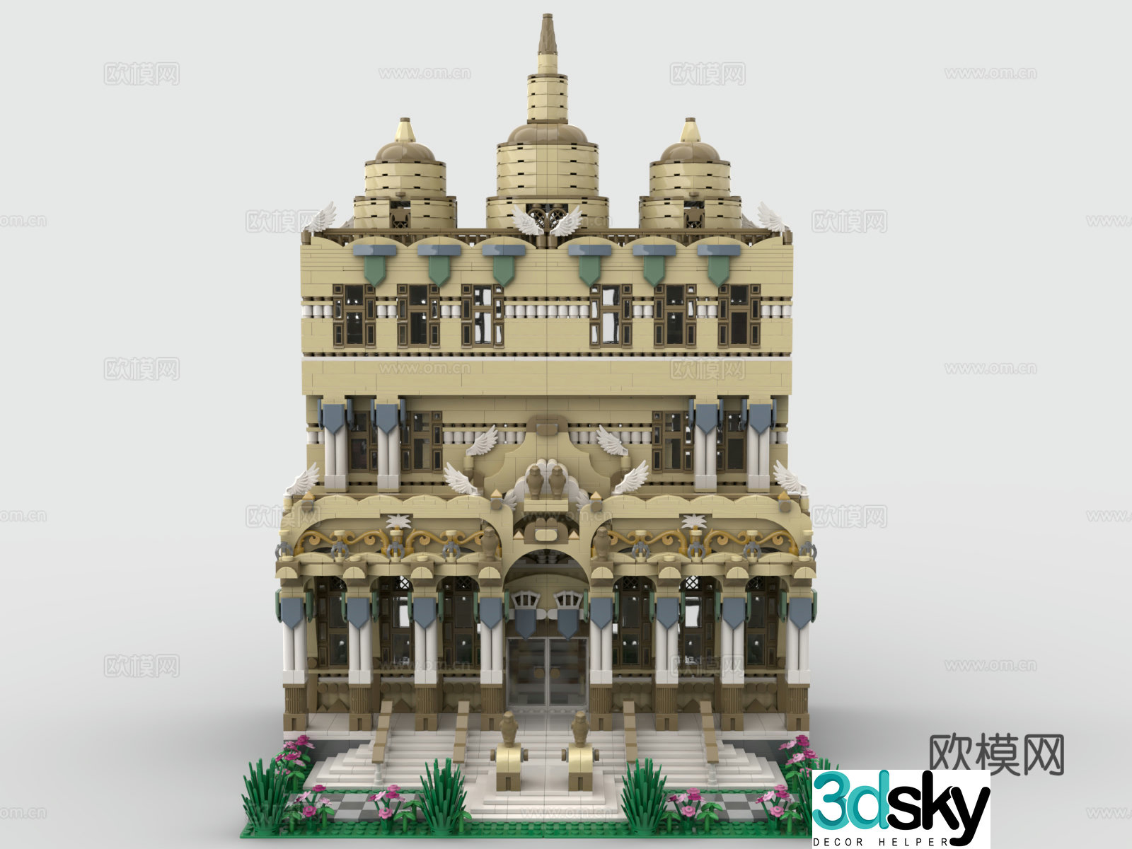 LEGO European court building block toy 3D model