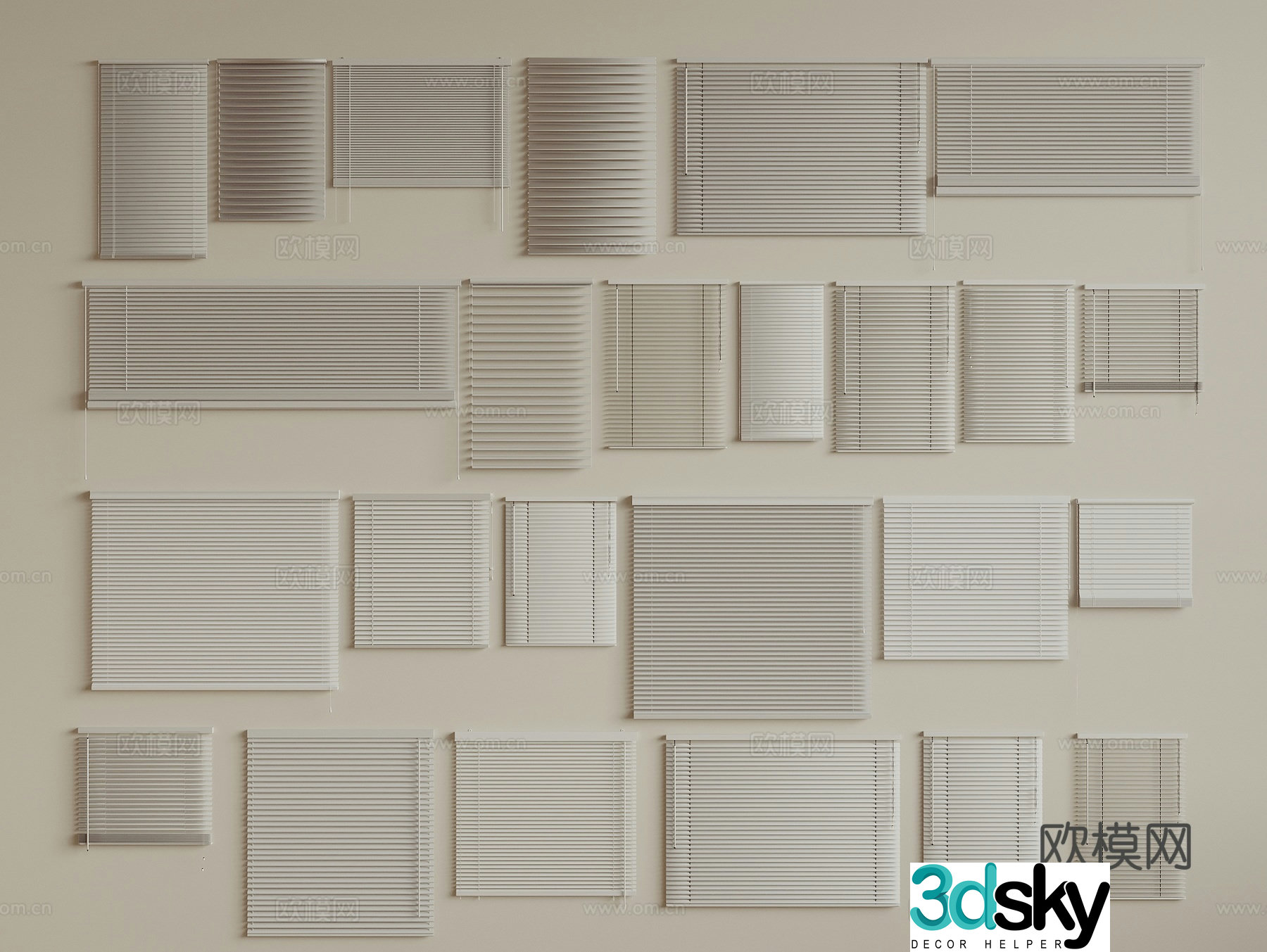 modern curtains venetian blinds 3d model