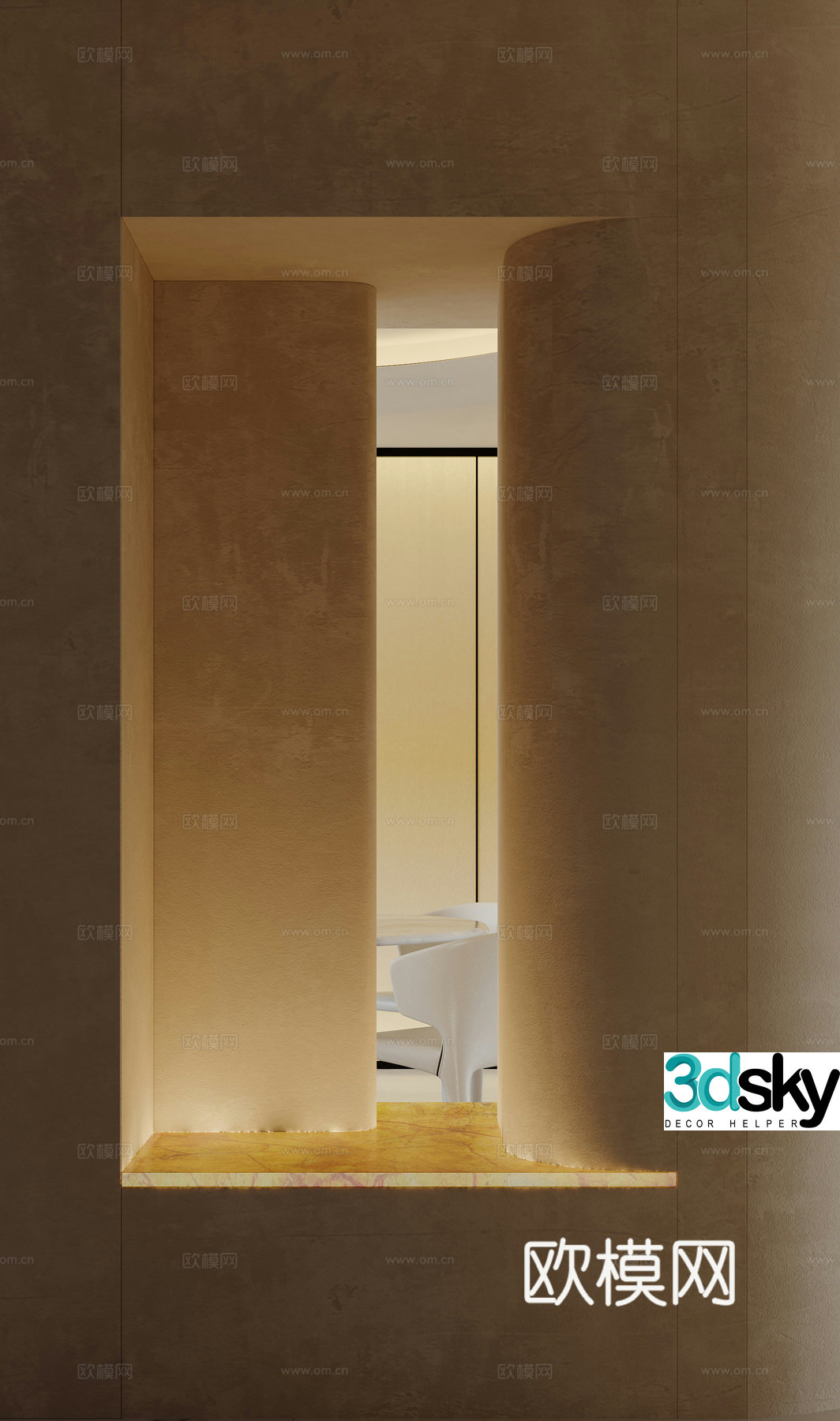 Modern entrance hall landscaping partition wall 3D model