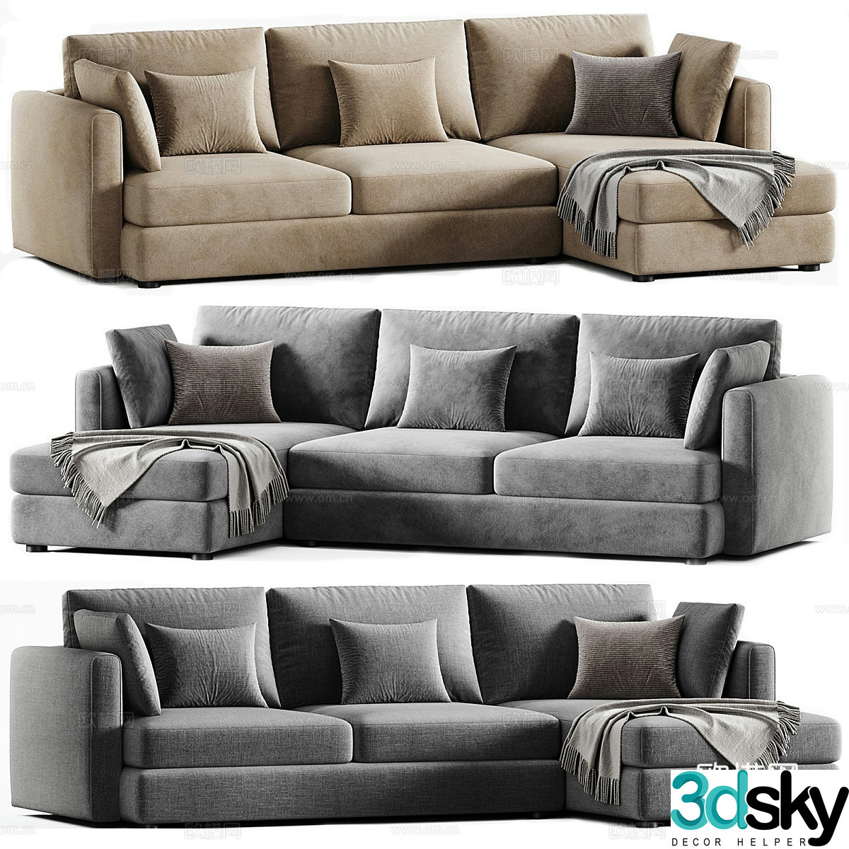 Modern multi-seater sofa corner sofa 3d model