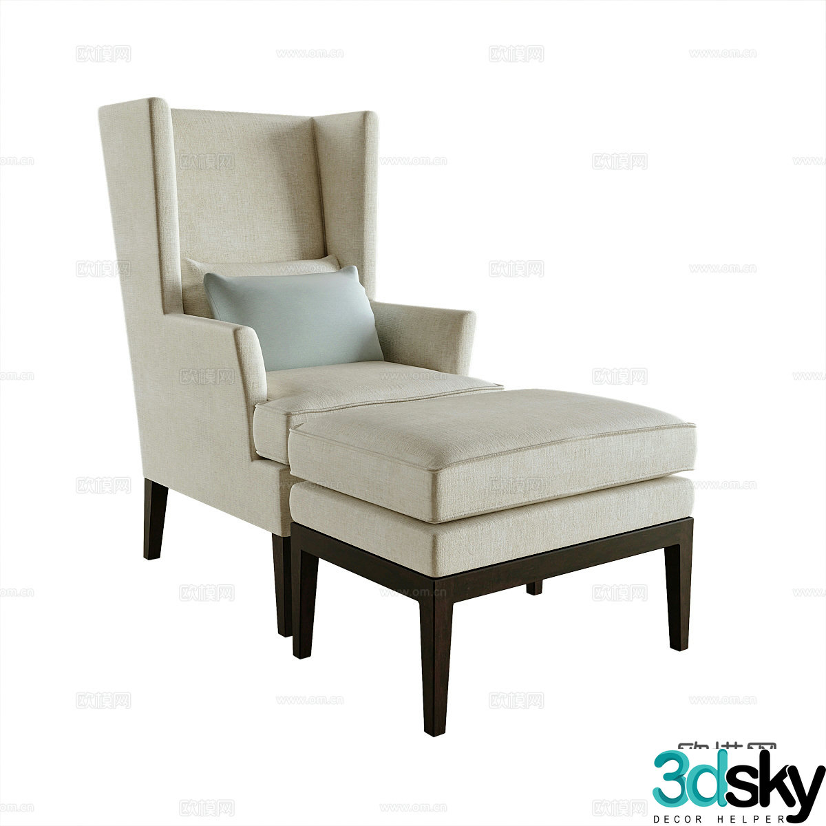 American leisure chair footrest sofa chair 3d model