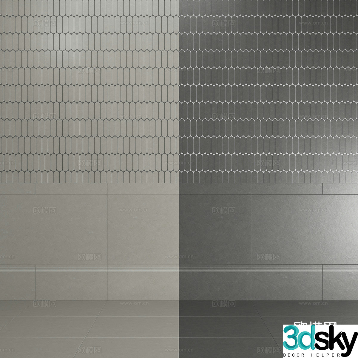 New Chinese style wall and floor tiles 3d model