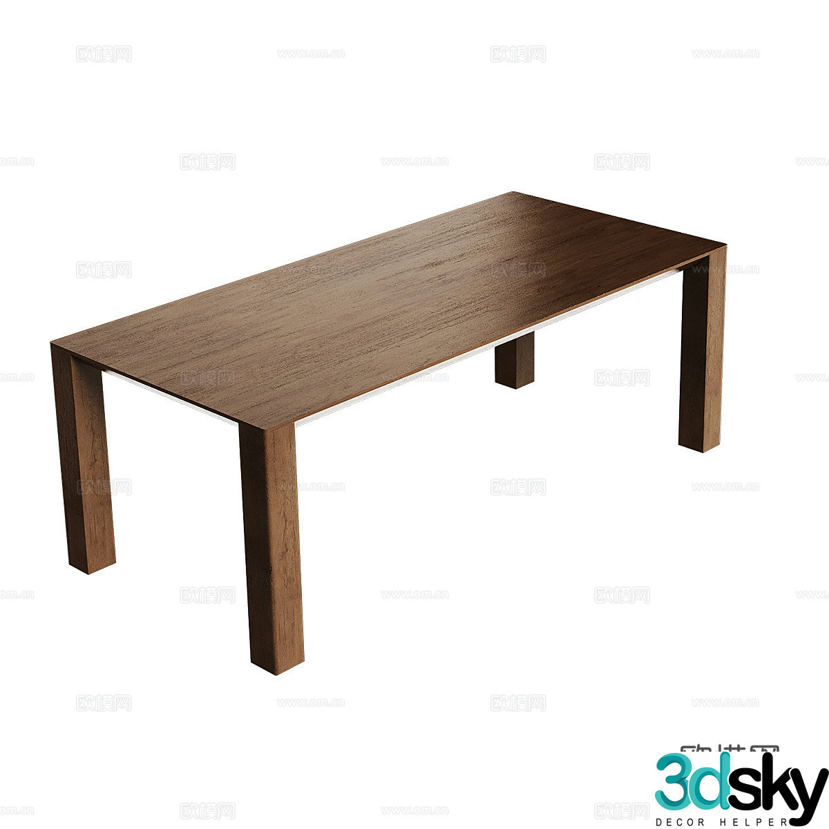 Nordic simple dining table wooden dining table 3d model
