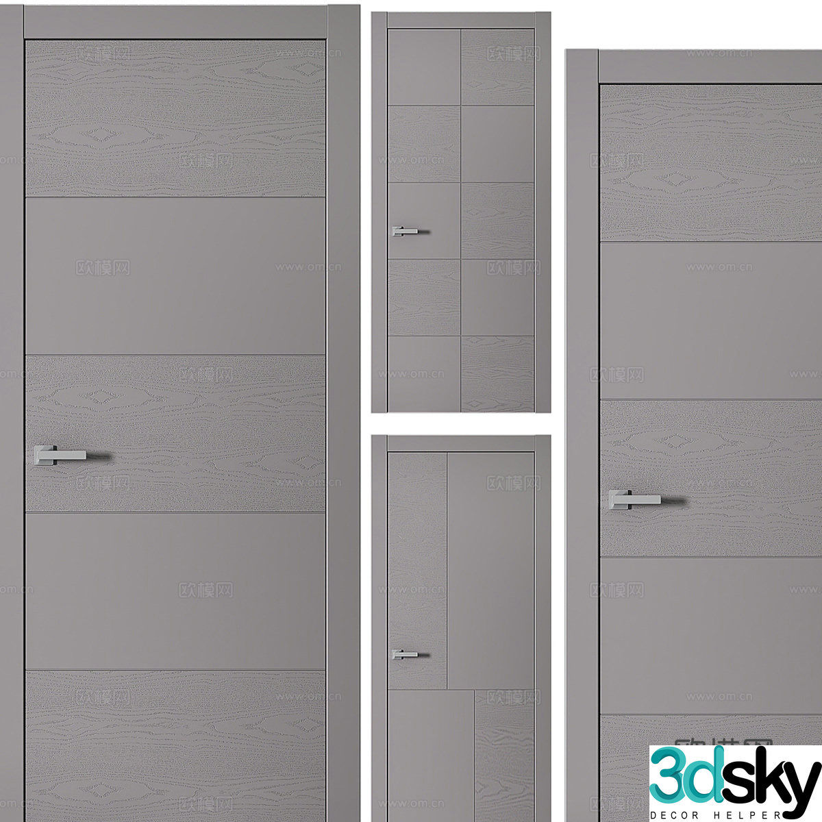 Modern minimalist door single door swing door 3d model