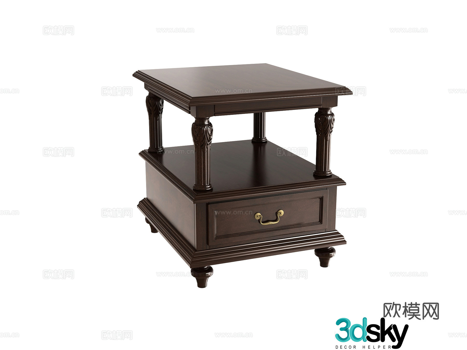 American side table corner table 3d model