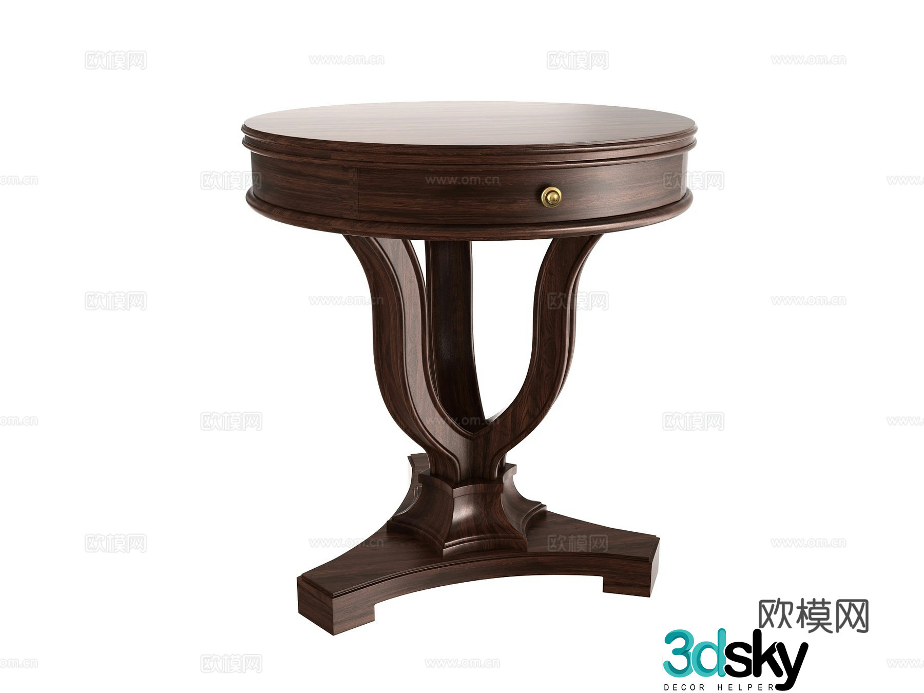 Medieval style round table and side table 3D model