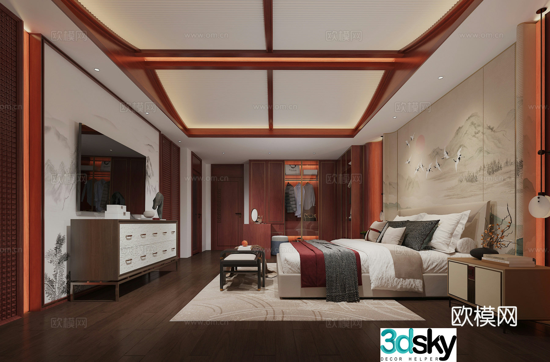 New Chinese style bedroom master bedroom 3d model