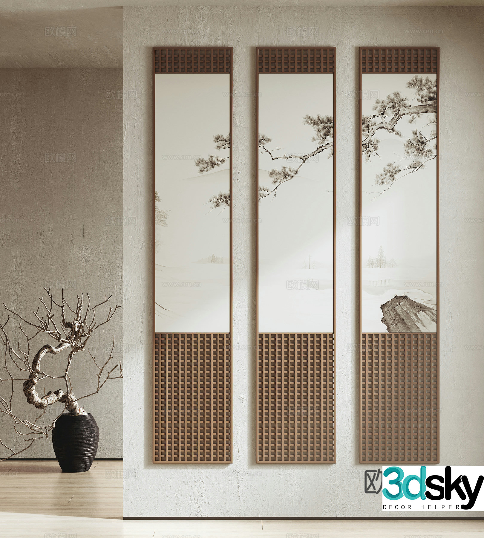 Chinese Zen hanging painting ink painting traditional Chinese painting 3D model
