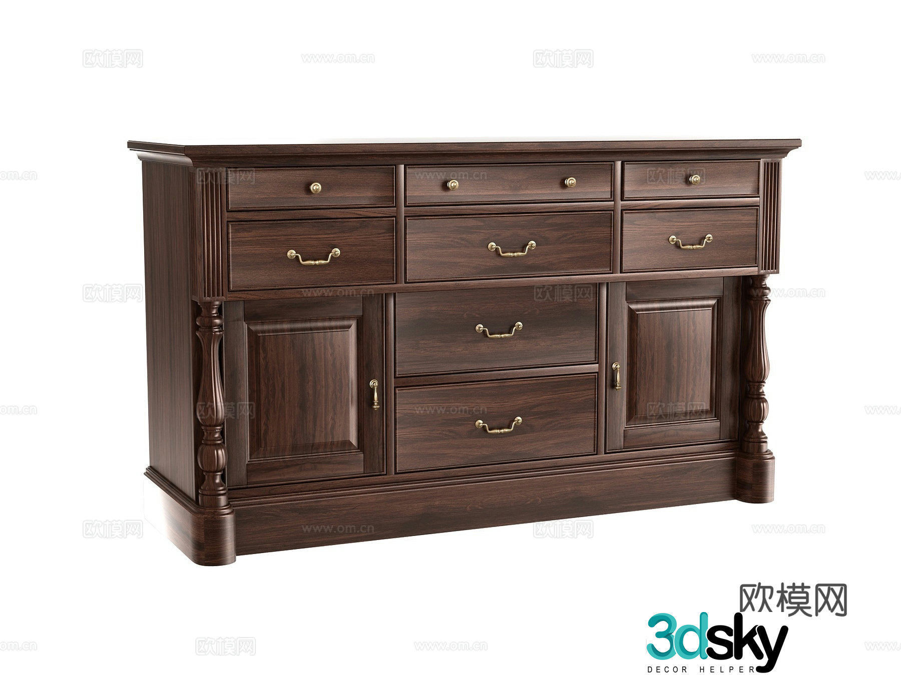 New Chinese sideboard solid wood cabinet 3D model