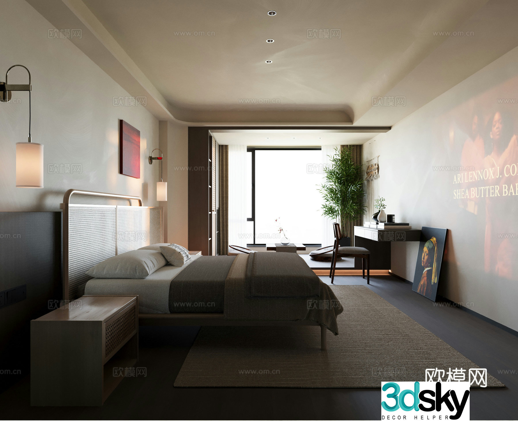 Modern bedroom master bedroom 3d model