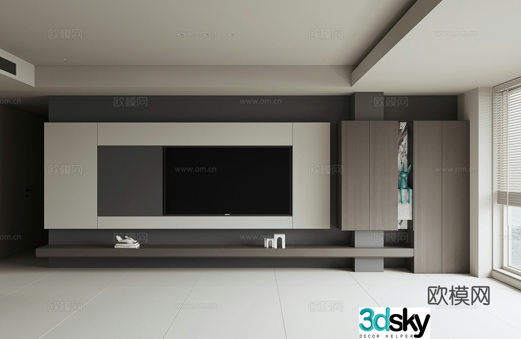 Modern TV background wall 3d model