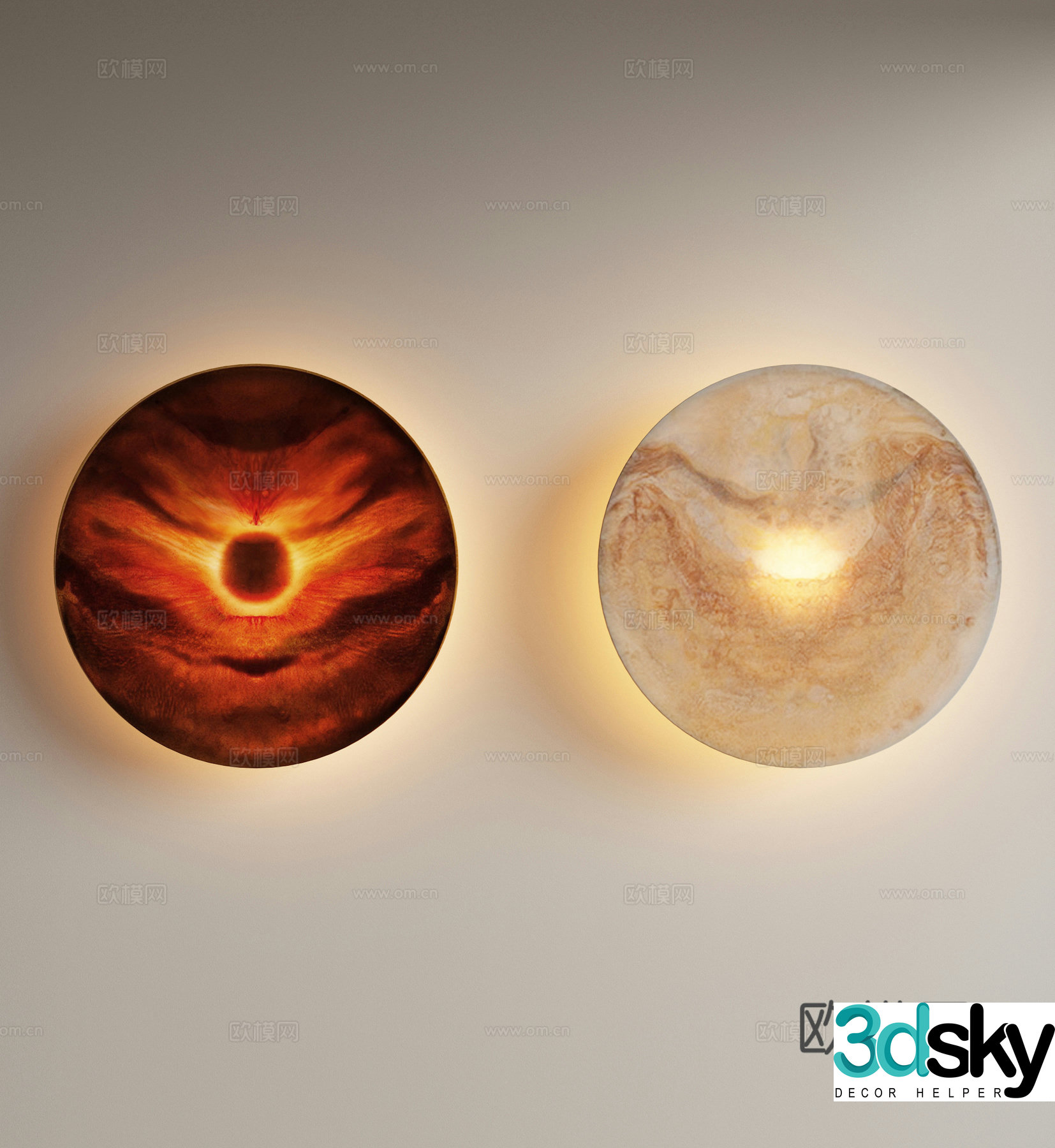 Modern translucent stone wall lamp round wall lamp 3d model