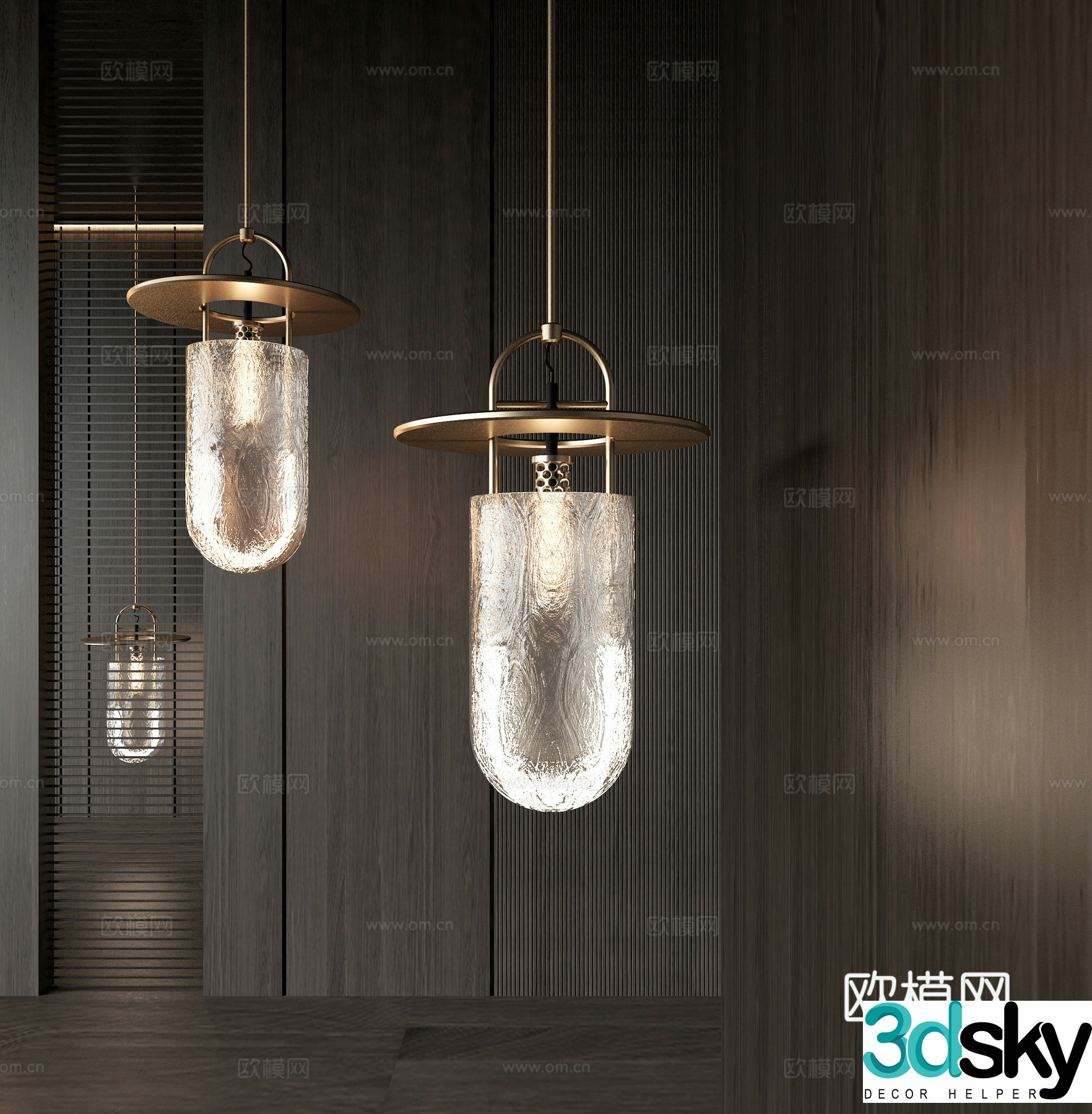 Modern glass chandelier bedside chandelier 3d model