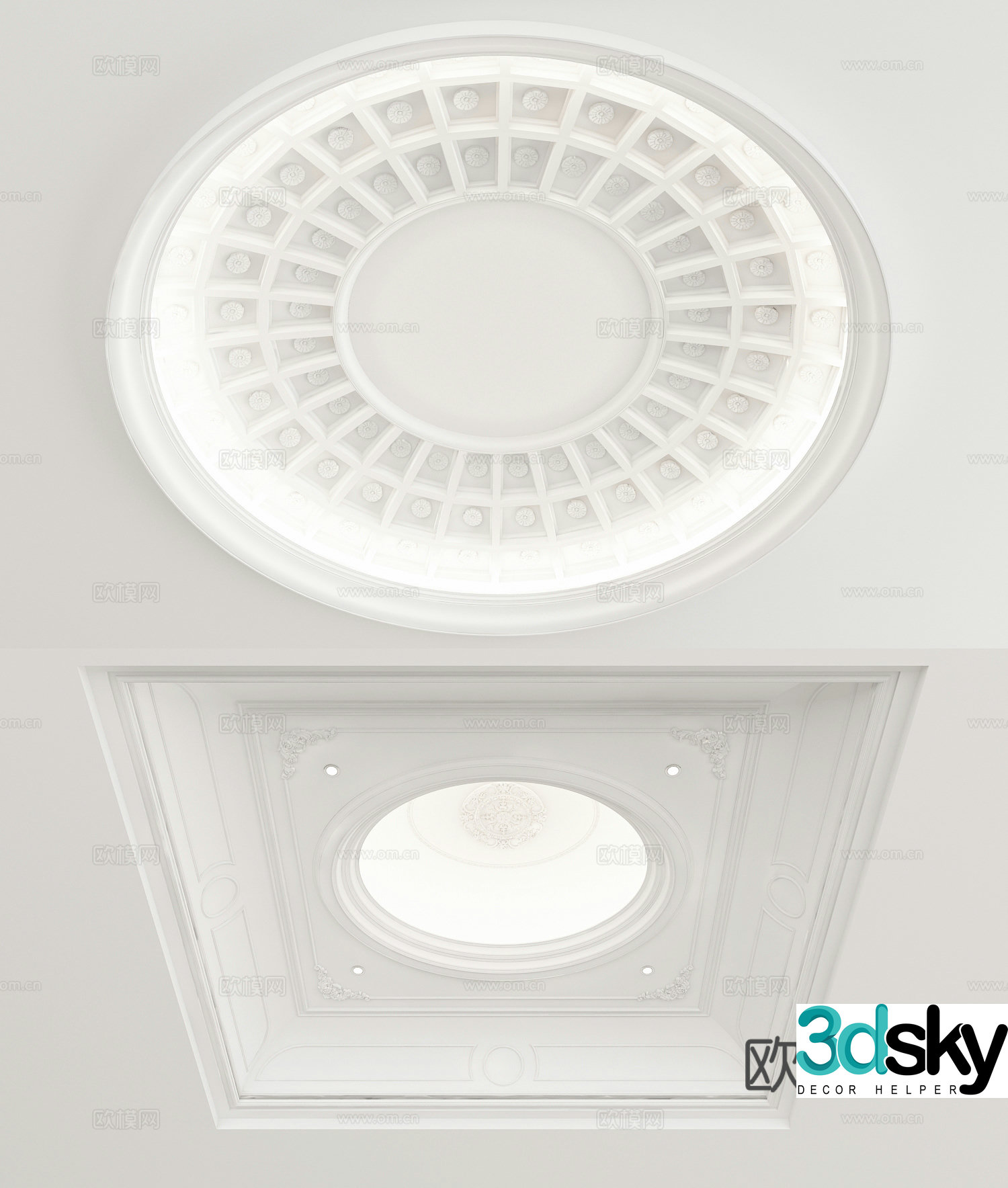 European ceiling suspended ceiling round ceiling 3D model