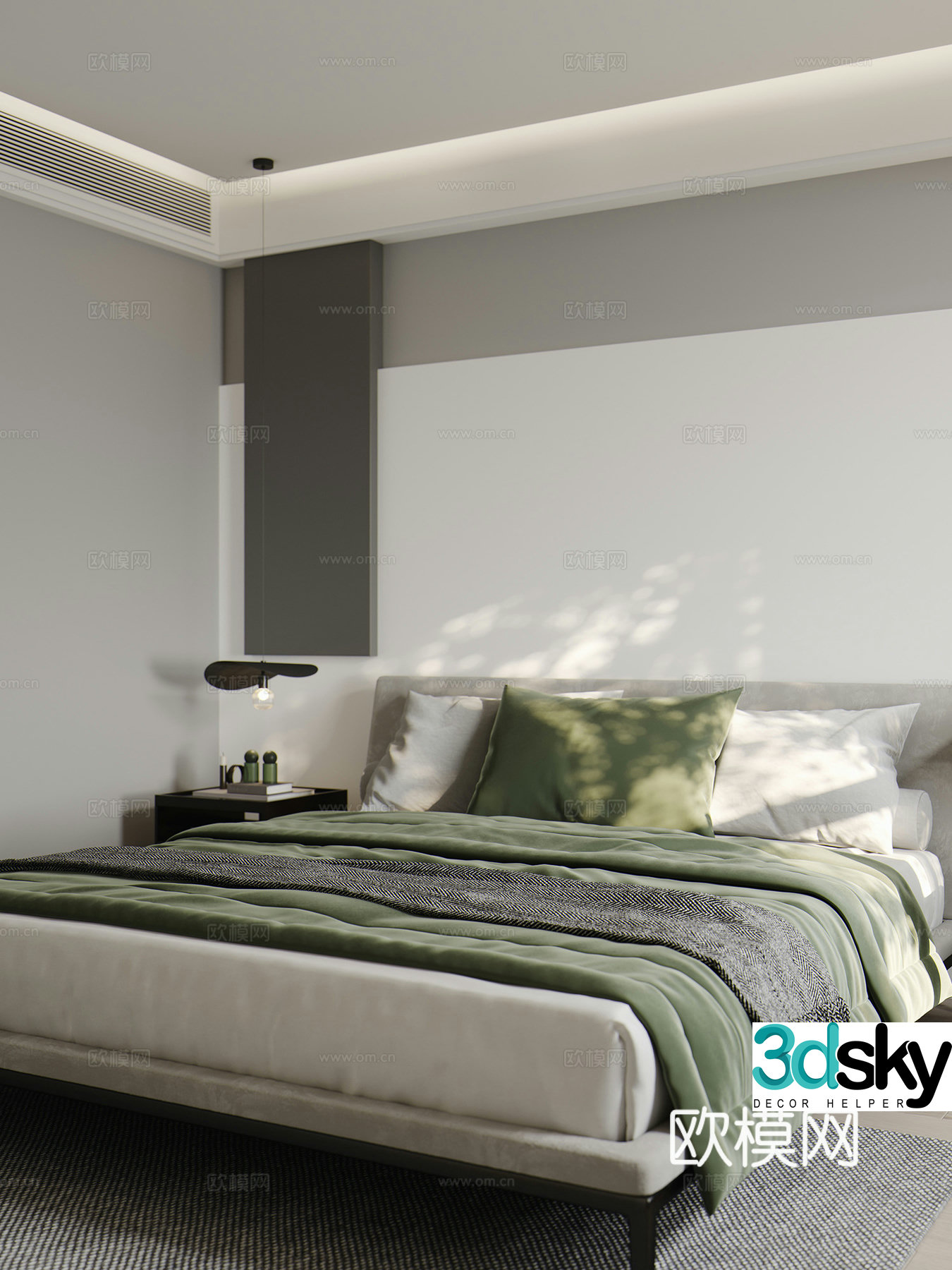 Modern double bed 3d model