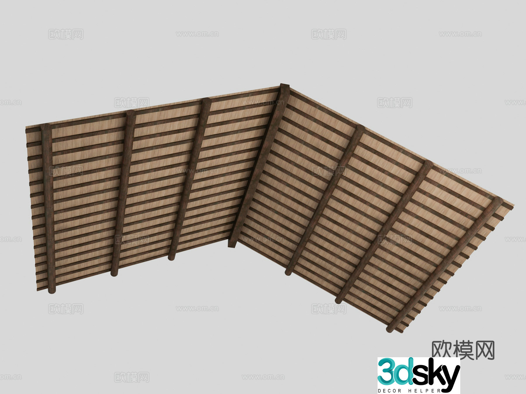 Wabi-sabi wooden beam ceiling 3d model
