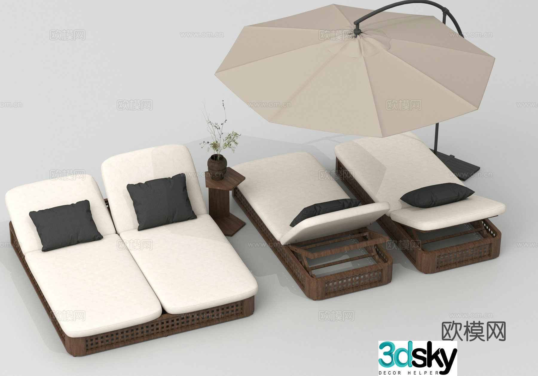 Outdoor deck chair folding deck chair leisure deck chair 3d model