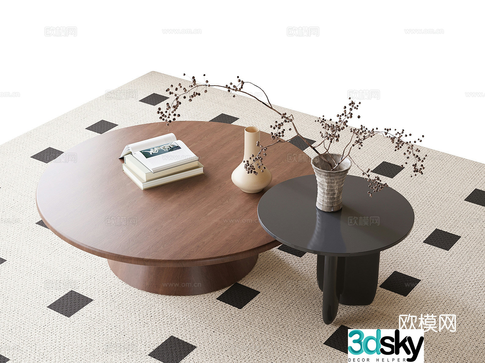 Medieval style mother-in-law coffee table 3D model