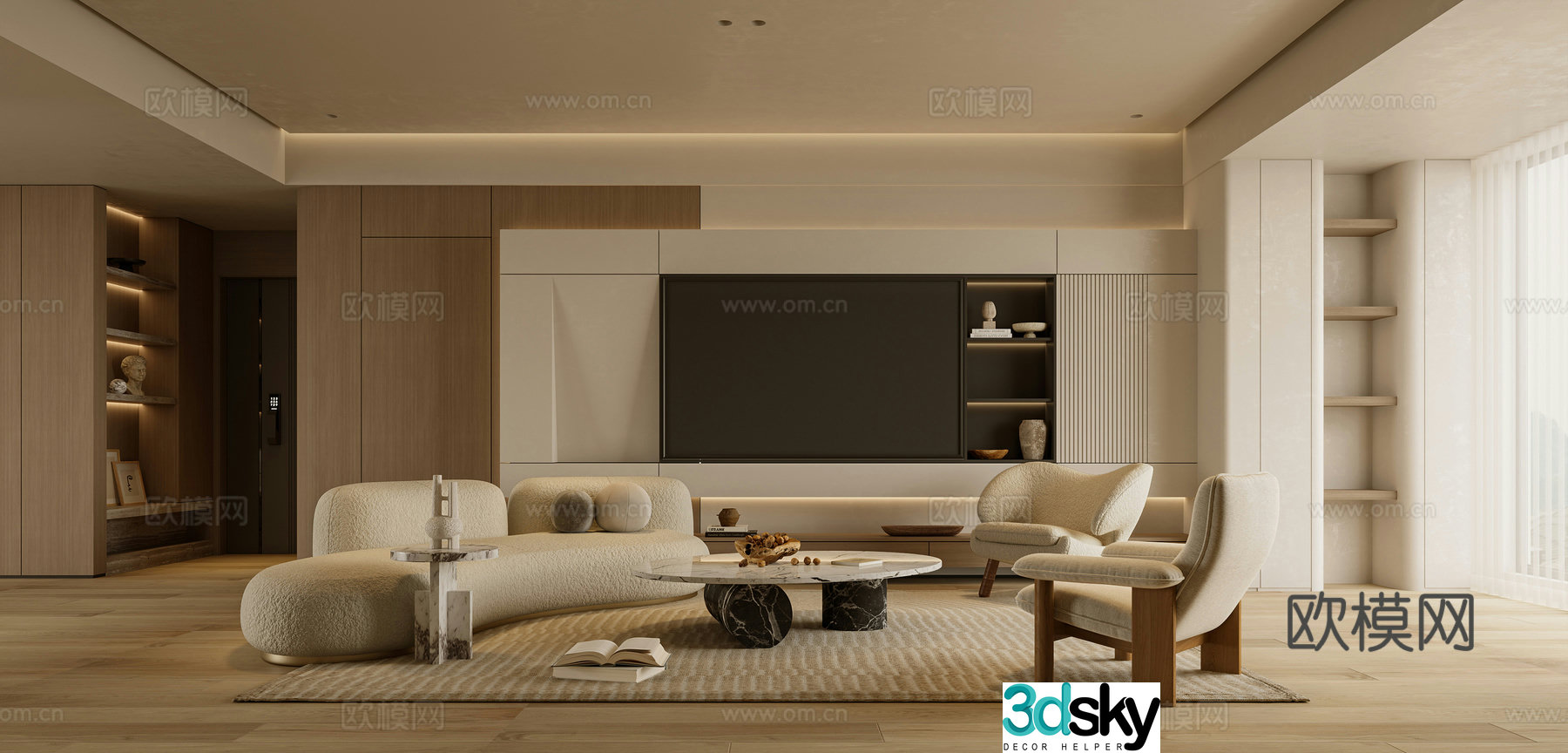 Wabi-sabi living room 3d model