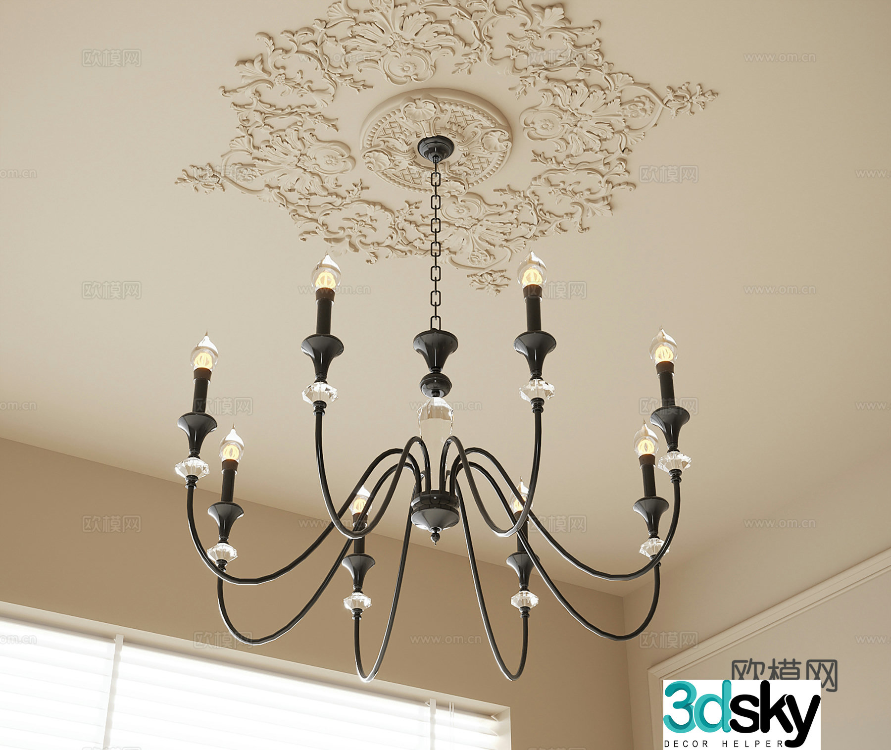French hall chandelier 3d model