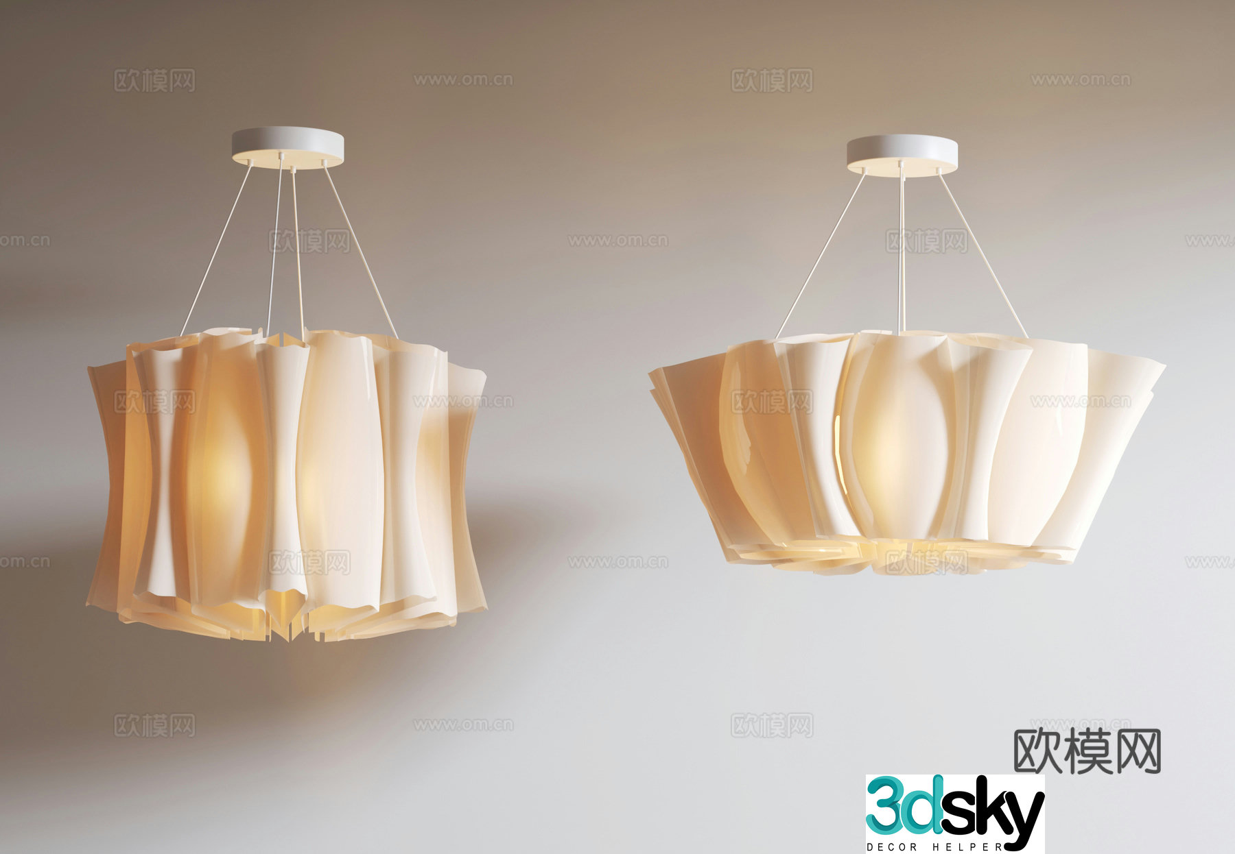 Cream style chandelier art chandelier 3d model