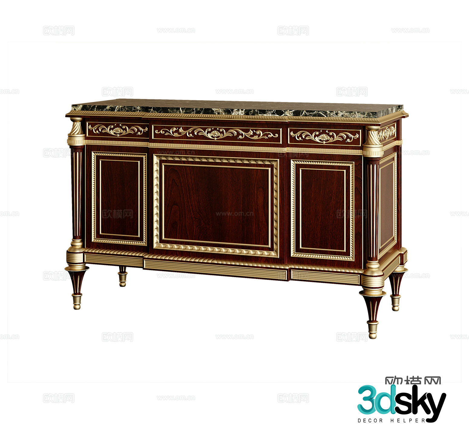 European style entrance cabinet 3D model