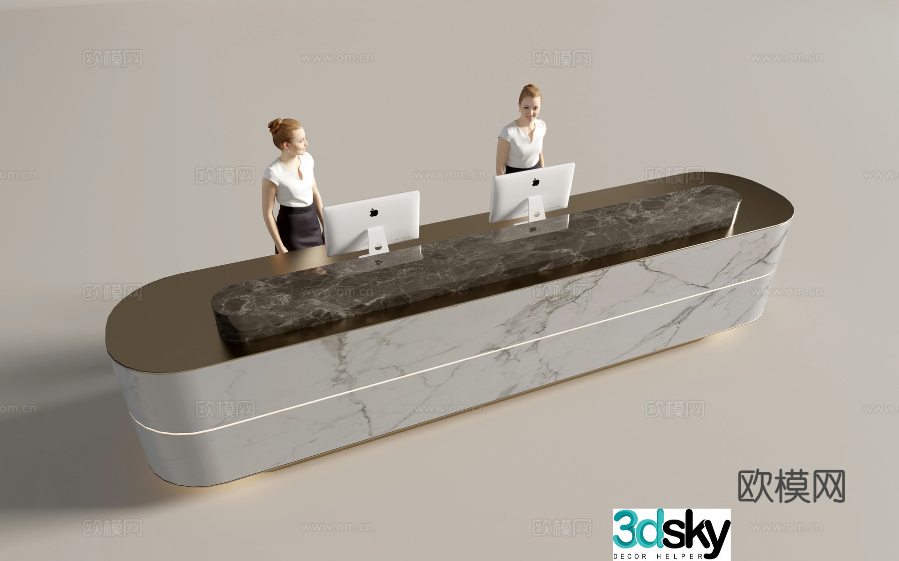 Modern company front desk reception desk service desk 3d model