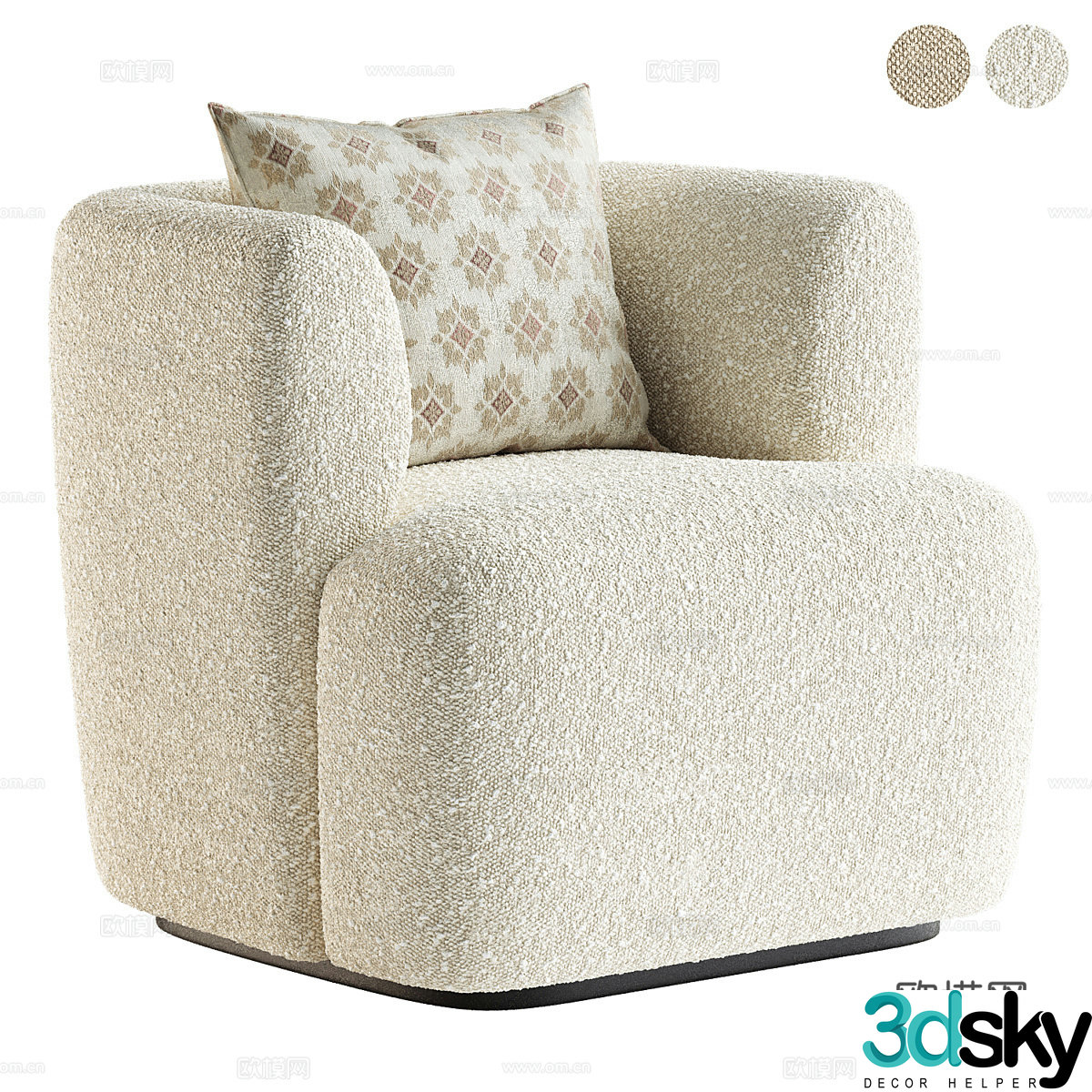 Cream style single sofa 3d model
