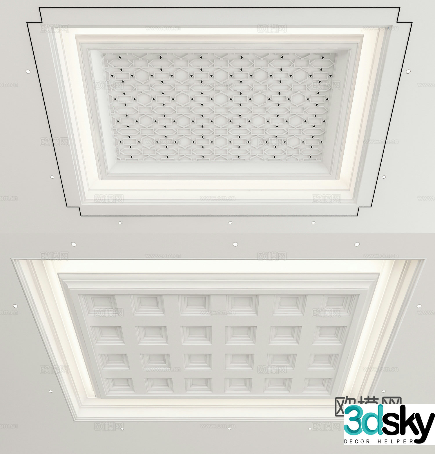 European geometric ceiling 3D model