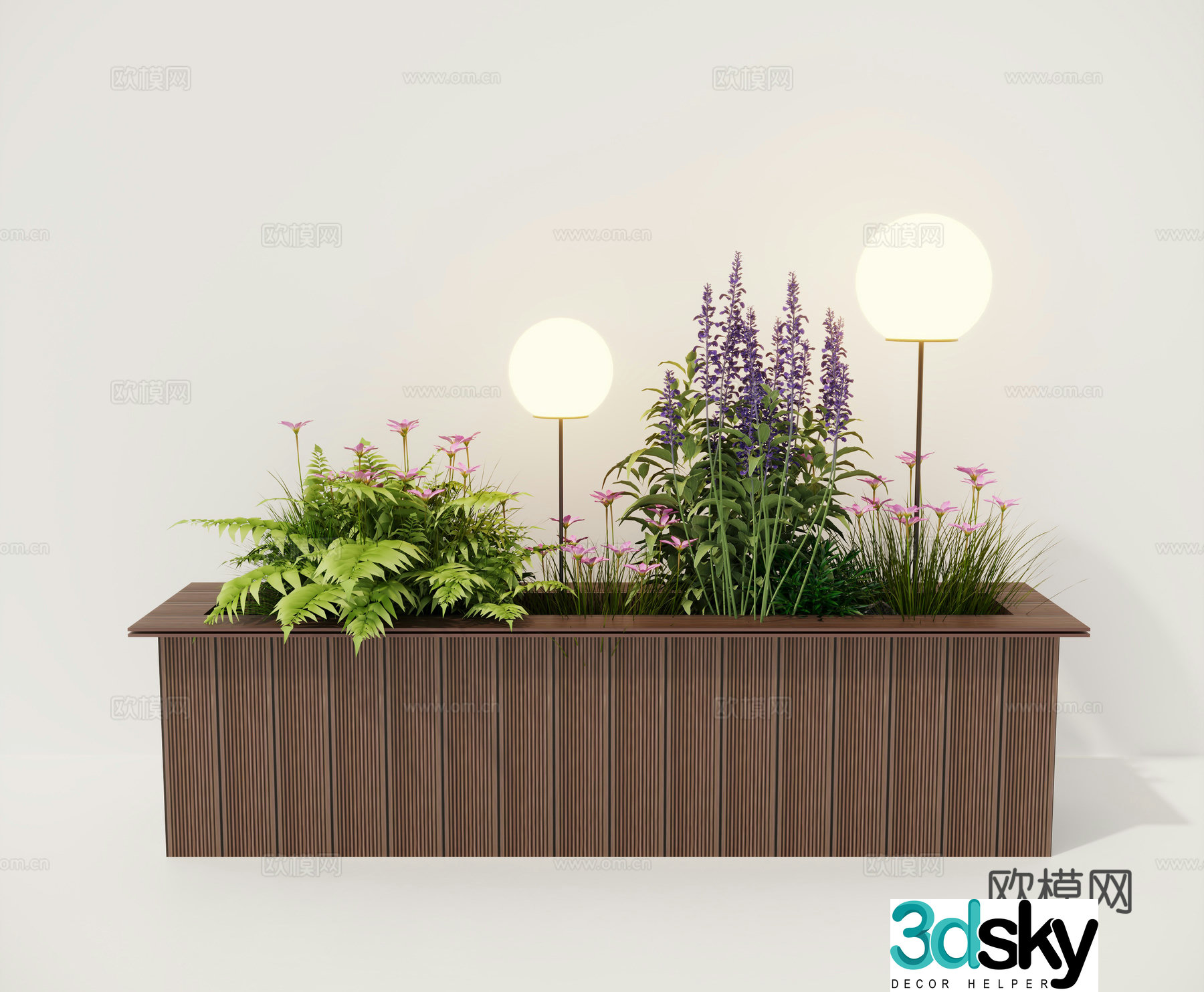 Flower box flower bed outdoor plant landscape 3d model